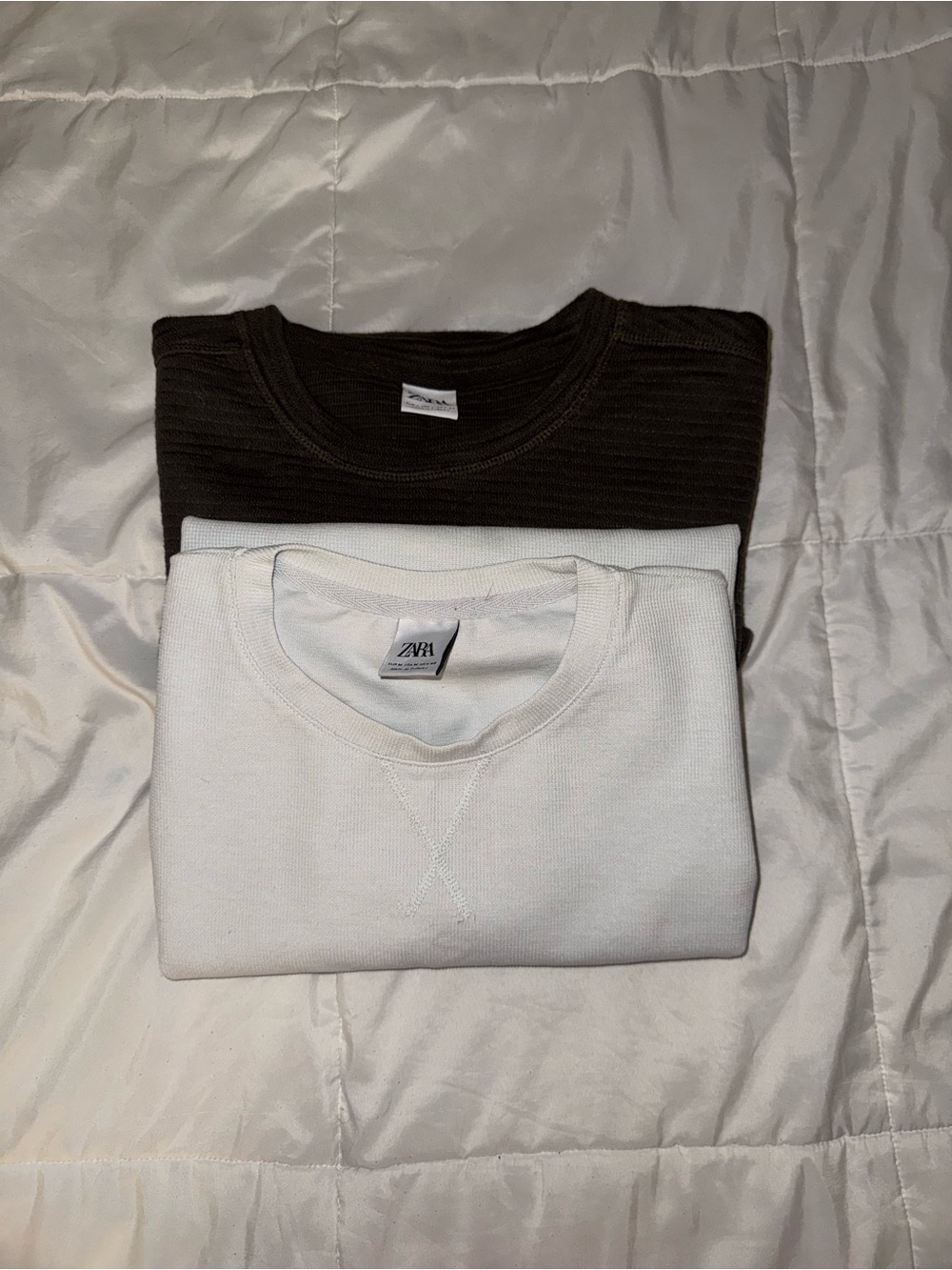 Zara Bundle Men Crewneck Short Sleeves - White and Dark Brown